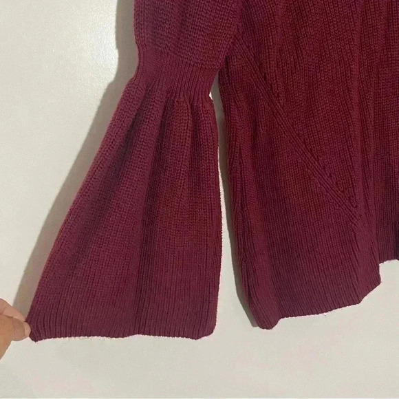 525 America 100% cotton maroon women’s turtleneck bell long sleeve pullover tops - Picture 2 of 7